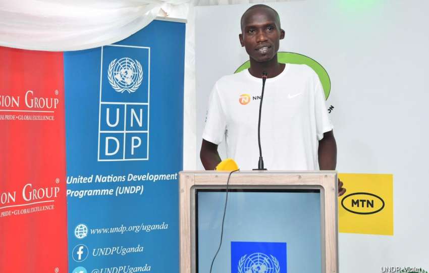 joshua Cheptegei on Podium