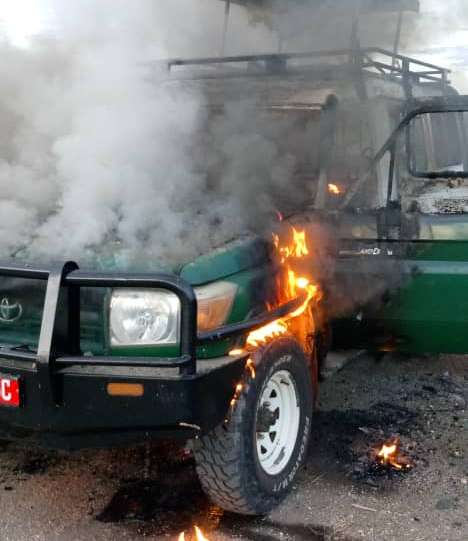 Tourist car burning